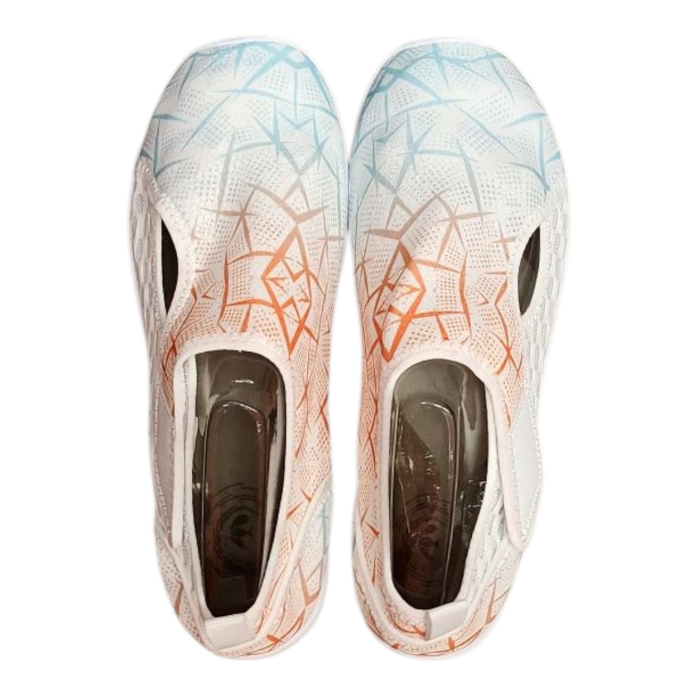 New Slip-On Water Ready Shoes - White Orange & Blue Womens Size 9